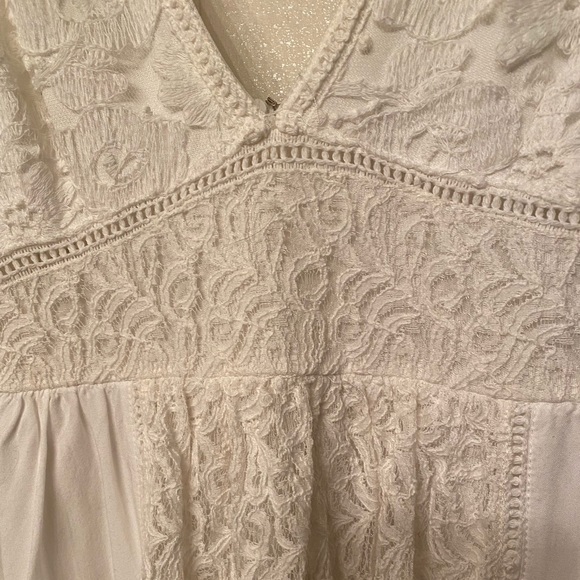 IN THE BEGINNING WHITE•LACE•SUNDRESS•DRESS•SHORT DRESS•EMPIRE WAIST•DEEP V•SMALL - Picture 7 of 13